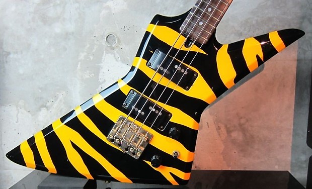 【在庫限り】 Aria Pro II ZZB Deluxe Bass 80's Tiger Zebra Stripe | Reverb Base