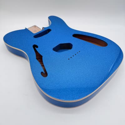 HooDoo Telecaster Thinline Double-Bound Sparkle Blue Body Alder Super Light HTB4139 image 3