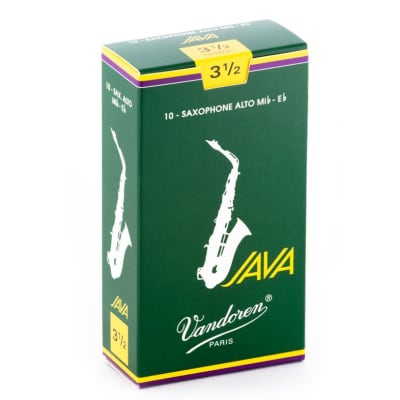 Vandoren SR2635 Java Alto Sax 3.5  Strength Saxophone Reeds Green Box of 10 image 1