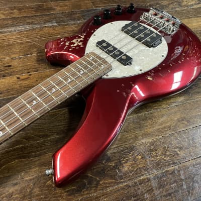 2004 Ernie Ball Music Man Bongo 4 HS Electric Bass Candy Red Active Pickups w/ OHSC image 6