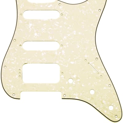 3ply Cream Pearloid Pickguard for Fender Stratocaster Strat USA/MIM HSS/SSH, Open, Rounded Humbucker