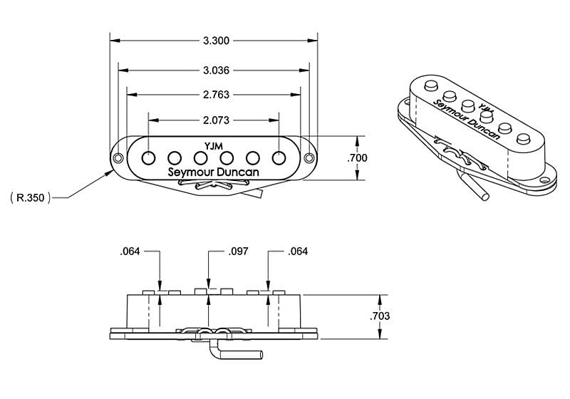 Seymour Duncan YJM Fury STK-S10 Single Coil Pickup Set (N/M/B