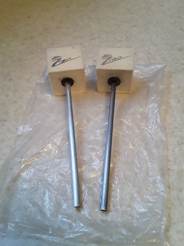 Pair of Danmar White Square Felt Bass Drum Beaters Reverb