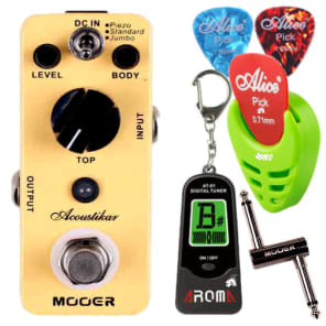 Mooer Acoustikar Micro Acoustic Guitar Simulator Effect Pedal w/Picks PC-Z Pick Holder Aroma Tuner image 2