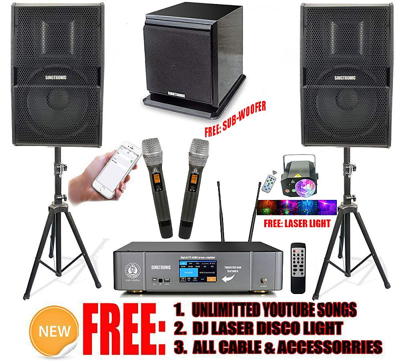 Singtronic Complete 3500W Home Karaoke System w/ YouTube Songs by iPhone / iPad image 1