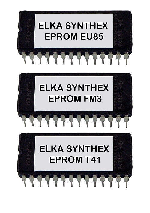 Elka Synthex Set Of 3 Eproms With Factory Firmware Synthex Rev 2 / 3 With Midi Rescue Rom image 1