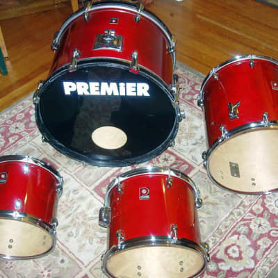 Premier Drums XPK Birch/Eucalyptus 3 ply shells. Solid, quality great sounding drums. 1990’S Red stain image 6