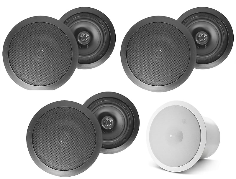 (6) HC655 6.5&quot; 500 Watt Black In-Ceiling Home Theater Speakers+JBL Subwoofers  			