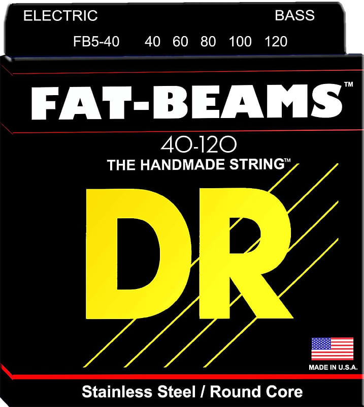 DR FB5-40 Fat-Beams Stainless Steel 5 String Bass Guitar Strings 40-120 Lite image 1