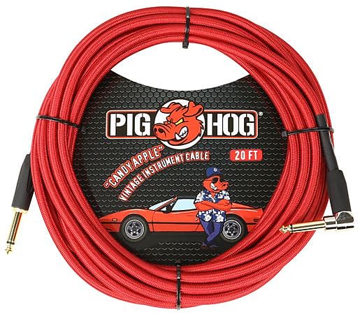 Pig Hog PCH20CAR Instrument Cable Right Angle Candy Apple Red 20 Feet image 1