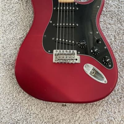 Fender Standard Stratocaster Satin 2002 MIM Metallic Red Maple Neck Guitar image 2