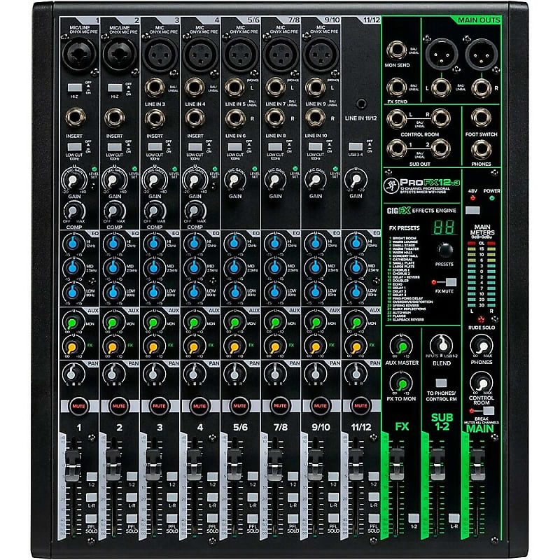 Mackie ProFX12v3 12-Channel Effects Mixer | Reverb