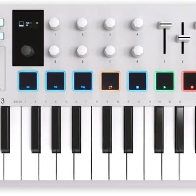 Arturia MiniLab 3 - Universal MIDI Controller for Music Production, with All-in-One Software Package - 25 Keys, 8 Multi-Color Pads - White