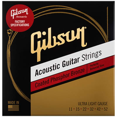 Gibson SAG-CPB11 Coated Phosphor Bronze Acoustic Guitar Strings - Ultra Light (11-52)