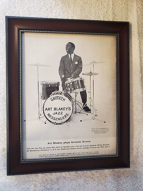 1958 Gretsch Drums Promotional Ad Framed Art Blakey Original image 1