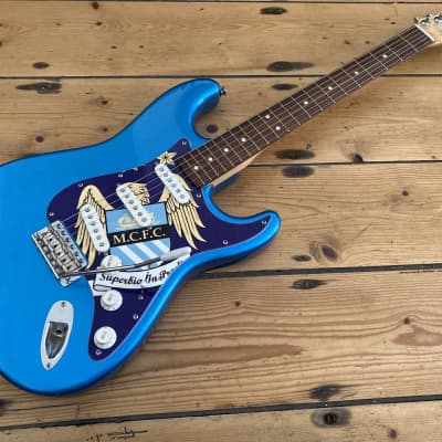 Rare Manchester City F.C Stratocaster Electric Guitar by Farida for sale