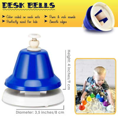 Desk Bells For Kids | Educational Music Toys For Toddlers 8 Notes Colorful Hand Bells Set | Kids Musical Instrument With 15 Songbook | Great Birthday Gift For Children image 4