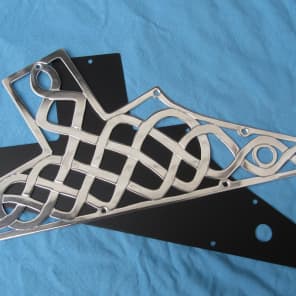 Handmade metal pickguard fits Gibson OR Epiphone Explorer scratchplate hand engraved celtic knot image 2