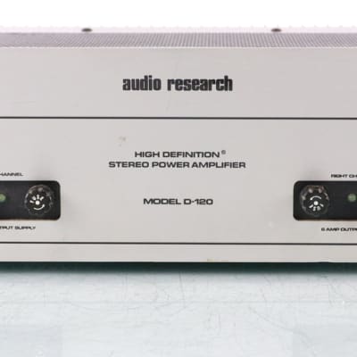 Audio Research D-120 Vintage Stereo Power Amplifier; D120; Silver; 19" Faceplate image 1