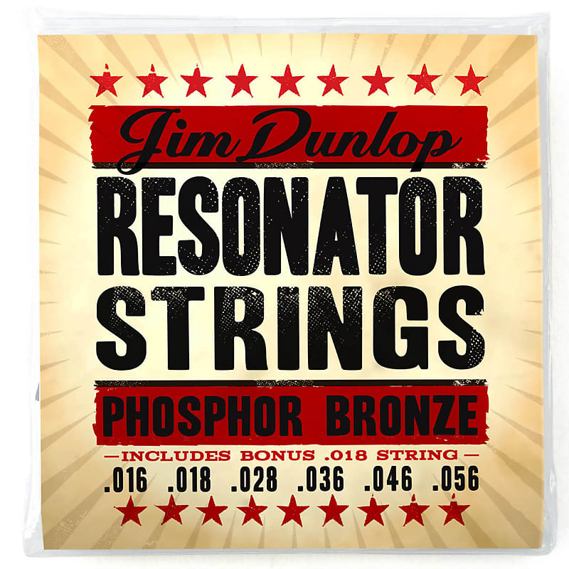 Dunlop DOP1656 Phosphor Bronze Resonator Strings, 6-String Set w/ Bonus String image 1