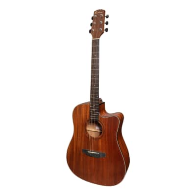 Martinez 'Natural Series' Solid Mahogany Top Acoustic-Electric Dreadnought Cutaway Guitar (Open Pore) for sale