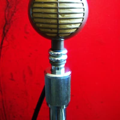 Vintage 1940's RCA MI-12010 dynamic microphone Hi Z w original cable & period Atlas DS-7 stand stand WORKING image 2