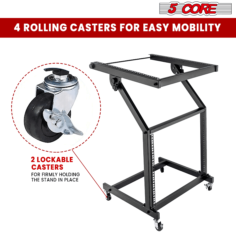 AW 9U DJ Mixer Stand Adjustable Rack Mount Rolling Stage Cart Studio Music  Show