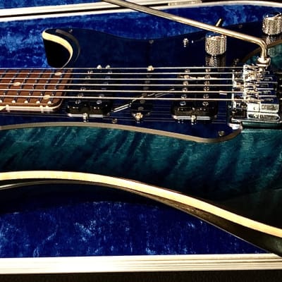 Vigier Excalibur Custom NAMM 2020 Deep Blue Flame Top Electric Guitar & Hiscox Hardshell Case Bild 6