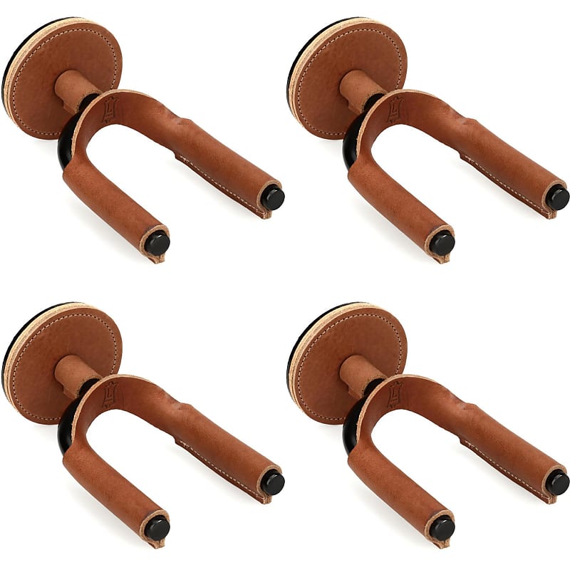 Levy's FGHNGR Black Forged Guitar Hanger (4 Pack) - Tan Leather image 1