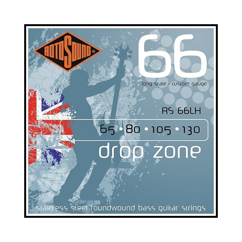 Rotosound RS66LH Drop Zone Stainless Steel Long Scale Bass Guitar Strings 65-130 image 1