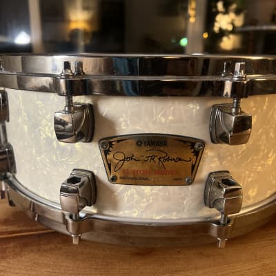 Yamaha John Robinson Signature Snare Drum 2005 White Marine Pearl 5X15  VIDEO! | Reverb