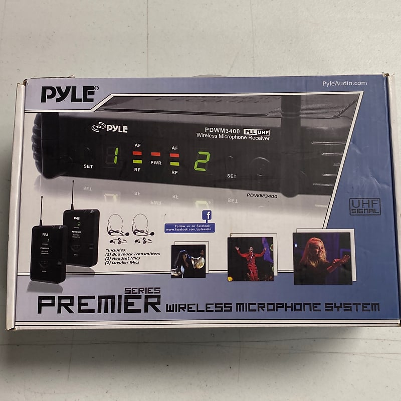 Pyle PDWM3400 Premier Series Wireless Microphone System 2 Stage Lavalier Mics with Receiver