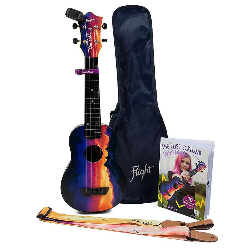 Flight TUS-EE SUNSET PACK Elise Ecklund Signature Travel Soprano Ukulele Bundle New - Sunset image 1