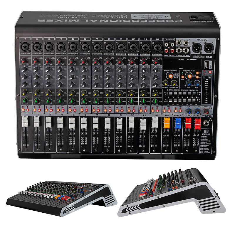 MX 4 Channel Audio Mixer – Basic Sound Mixing Console with Bluetooth USB  48V Phantom Power. Use for Basic audio learning set-up (NOT FOR RECORDING  or