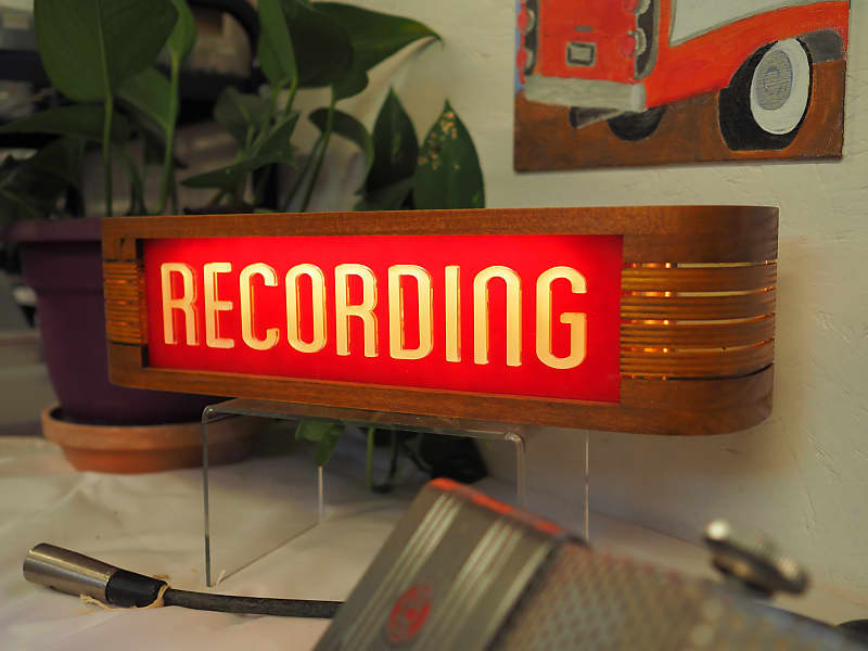 Studio Warning Sign, 14", "Recording", Red BG image 1