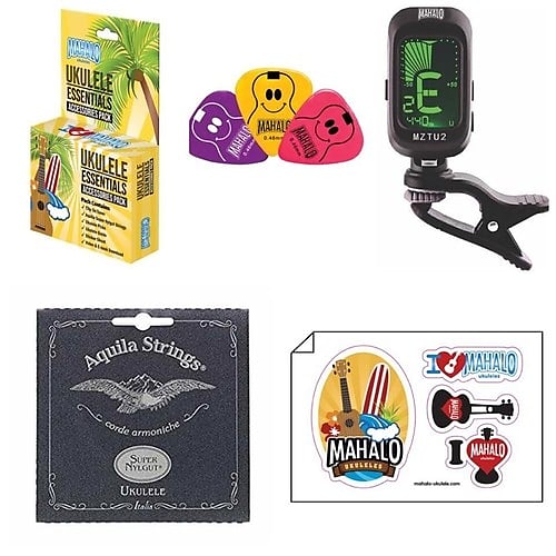 Mahalo Ukulele Essentials accessory pack w/Clip on Tuner, Aquila Strings & more! image 1