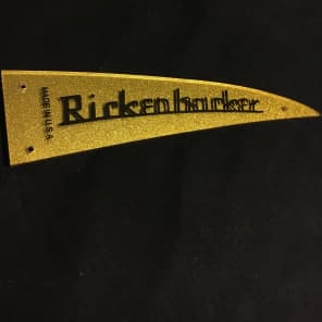 Rickenbacker Gold Sparkle Truss Rod Cover Name Plate Logo Aftermarket image 3