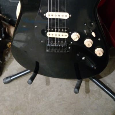 Fender Squier Stratocaster 2014 Black HSS with coil split switch and  black out hardware. image 3