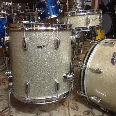 Vintage 1960s Rogers Holiday 4-Piece Drum Set w/ Bread & Butter Lugs in Silver Sparkle image 10