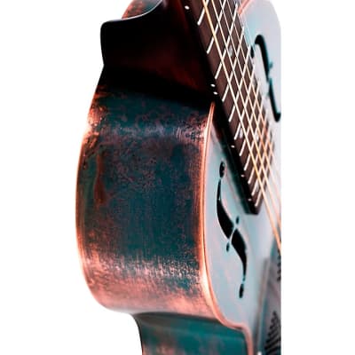 Recording King RM-993 Metal Body Parlor Resonator Guitar Distressed Vintage Green image 6