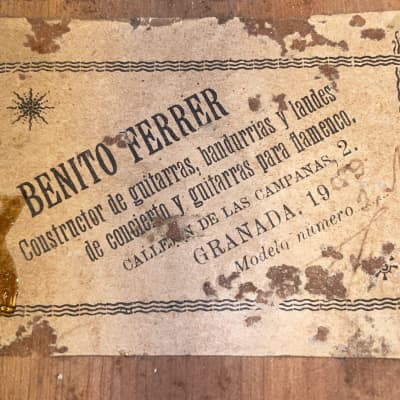 Benito Ferrer 1909 handmade guitar by the greatest luthier of Granada  - Antonio de Torres style - video! image 11