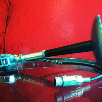 Vintage RARE 1950's Astatic D-104 crystal "Lollipop" microphone Chrome w period Astatic E6G desk stand image 12