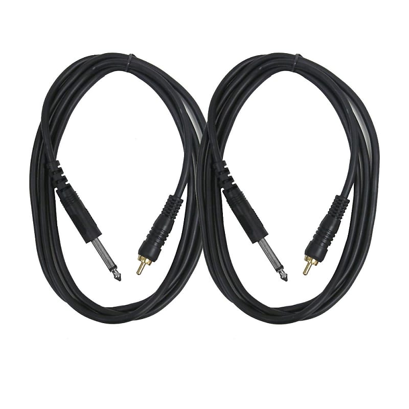 Pair of 5 Foot 1/4" TS to RCA Mono Patch Cables - Amplifier to Mixer Unbalanced image 1