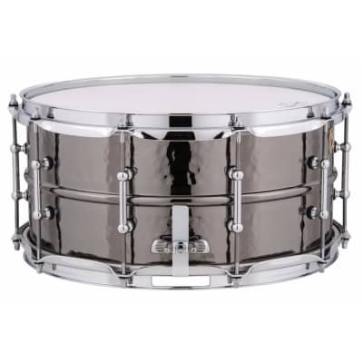 New Ludwig LB417KT Black Beauty 6.5"x 14" Hammered Brass Snare Drum with Tube Lugs, Black Nickel image 1