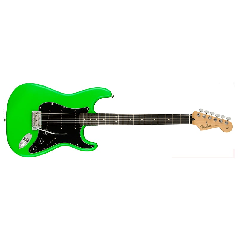 Fender Limited Edition Player Stratocaster Electric Guitar Ebony FB Neon Green - MIM 0144612533 image 1