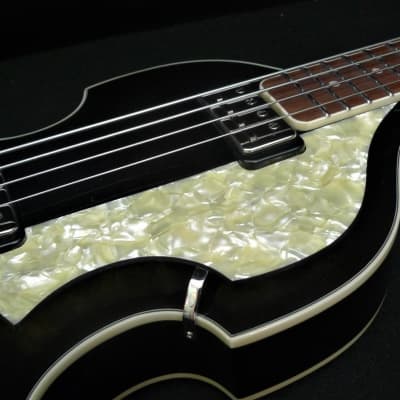 Hofner HCT-500/1-BK Contemporary Beatle Bass Trans BLACK, Custom with Tea Cup Knobs & LaBella Flats image 9