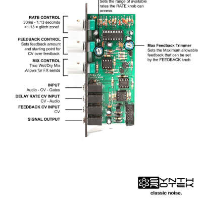 Synthrotek DLY Module PCB, Panel and Vactrol image 3