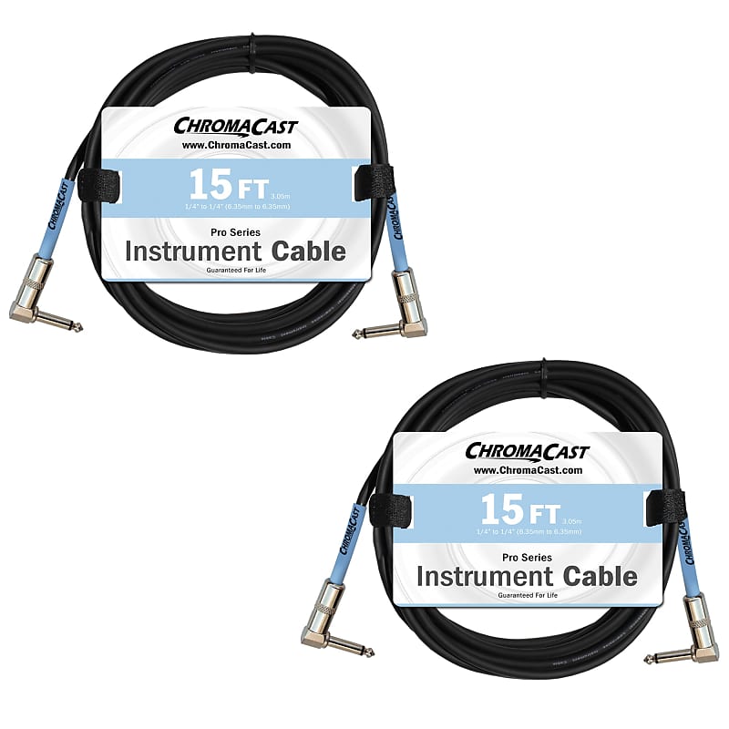 ChromaCast Pro Series Instrument Cable, Angle - Angle, Daphne Blue, 15 foot | 2 PACK image 1