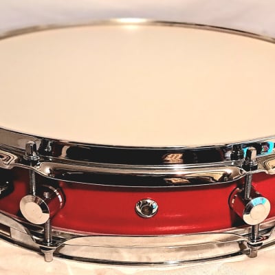MARTIAL PERCUSSION Custom Maple Piccolo Snare Drum  w/ rings 2023 - Satin Red Burst for sale