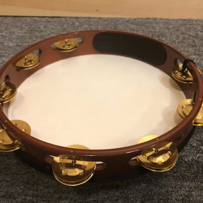 Meinl Wood Tambourine, Brass Jingles 1 Row, African Brown w/ Goat Skin Head image 4